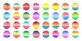 Grunge vintage sunset collection. Colorful striped sunrise badges in 80s and 90s style. Sun and ocean view, summer vibes