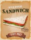 Grunge And Vintage Swedish Sandwich Poster