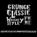 Grunge vintage whiskey font. Old handcrafted display skript. Modern brush label lettering. Vector typography Royalty Free Stock Photo