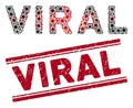 Grunge Viral Red Stamp and Coronavirus Mosaic Text Royalty Free Stock Photo