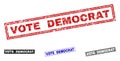 Grunge VOTE DEMOCRAT Textured Rectangle Stamps