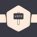 Grunge Vote icon isolated on grey background. Monochrome vintage drawing. Vector