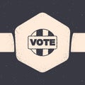 Grunge Vote icon isolated on grey background. Monochrome vintage drawing. Vector