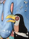 Grunge wall covered in graffiti, Toucan, bird