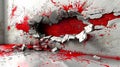 Grunge wall with cracked hole and blood splatter. 3d rendering Royalty Free Stock Photo