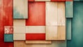 A grunge wall made of red and white blocks with a blue background Royalty Free Stock Photo