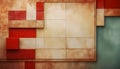 A grunge wall made of red and white blocks with a blue background Royalty Free Stock Photo