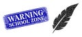 Grunge Warning School Zone Seal and Feather Triangle Filled Icon