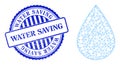 Grunge Water Saving Stamp Seal and Hatched Water Drop Web Mesh