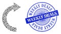 Grunge Weekly Deals Badge and Triangle Rotate Right Mosaic