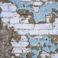 Grunge White Brick Wall Painted by Blue Color Royalty Free Stock Photo