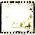 Grunge white film strip frame stained. Retro design element.