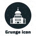 Grunge White House icon isolated on white background. Washington DC. Monochrome vintage drawing. Vector Royalty Free Stock Photo