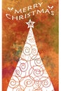 Grunge white orange Merry Christmas card