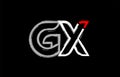 grunge white red black alphabet letter gx g x logo design