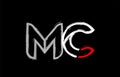 grunge white red black alphabet letter mc m c logo design