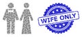Grunge Wife Only Seal Stamp and Fractal Just Married Persons Icon Collage Royalty Free Stock Photo