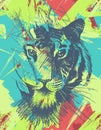 Grunge wild tiger