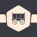 Grunge Wild west covered wagon icon isolated on grey background. Monochrome vintage drawing. Vector