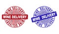 Grunge WINE DELIVERY Scratched Round Stamps