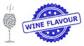 Grunge Wine Flavour Seal Stamp and Recursive Wine Flavour Icon Composition Royalty Free Stock Photo