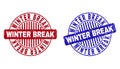 Grunge WINTER BREAK Textured Round Stamp Seals