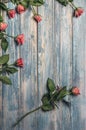 Grunge wooden background with pink roses Royalty Free Stock Photo