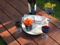 Picnic with wine outdoor