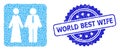 Grunge World Best Wife Stamp and Fractal Newlyweds Icon Mosaic