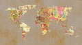 Grunge World Map Atlas Collage