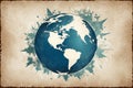 Grunge world map on old paper background Royalty Free Stock Photo