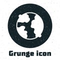 Grunge Worldwide icon isolated on white background. Pin on globe. Monochrome vintage drawing. Vector