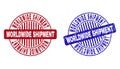 Grunge WORLDWIDE SHIPMENT Scratched Round Stamps Royalty Free Stock Photo