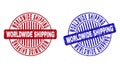 Grunge WORLDWIDE SHIPPING Textured Round Stamps