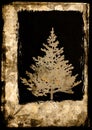 Grunge Xmas tree postcard - brown