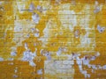 Grunge Yellow Painted Old Brick Wall