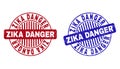 Grunge ZIKA DANGER Scratched Round Stamp Seals