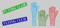 Grunged Flying Club Badges and Network Voting Hands Web Mesh