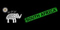 Grunged South Africa Imprint and Network Elephant Under Sun Heat Mesh with Bright Lightspots Royalty Free Stock Photo