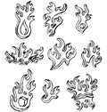 Grungy 3D flame elements in black and white Royalty Free Stock Photo