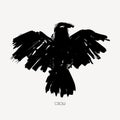 Grungy abstract raven illustration. Vector tribal bird.