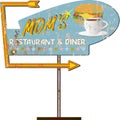 Grungy american diner sign, retro grungy vector illustration Royalty Free Stock Photo