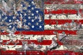 grungy american flag on weathered concrete wall, fictional design Royalty Free Stock Photo