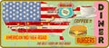 Grungy american moter road diner sign and road map, retro grungy vector illustration