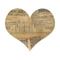 Grungy Antique newspaper paper collage heart