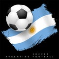 Grungy Argentine flag with soccer ball Royalty Free Stock Photo