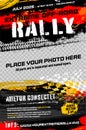 Grungy background with abstract tire tracks, chess flag and place for your photo and text - off-road rally poster template Royalty Free Stock Photo