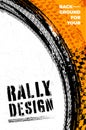 Grungy background with abstract tire tracks and chess flags for your rally design Royalty Free Stock Photo