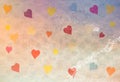 Grungy Background with Colourful Hearts