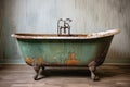 grungy bathtub ring stain on vintage clawfoot tub